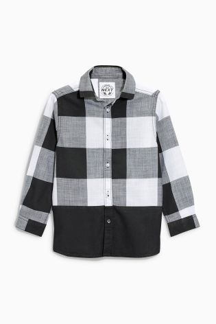 Black/White Check Longline Shirt (3-16yrs)